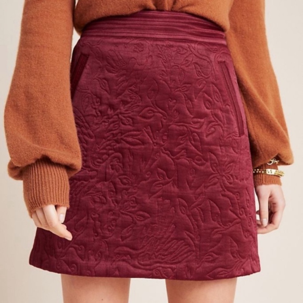 Anthropologie Burgundy Mini Skirt
